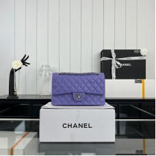 Chanel Classic Flap Medium Size 25.5cm Caviar Leather Silver Hardware Shoulder Bag Handbag Purse A1112