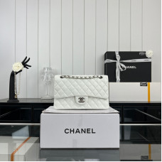 Chanel Classic Flap Medium Size 25.5cm Caviar Leather Silver Hardware Shoulder Bag Handbag Purse A1112 Chanel Classic Flap Medium Size 25.5cm Caviar Leather Silver Hardware Shoulder Bag Handbag Purse A1112