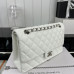 Chanel Classic Flap Medium Size 25.5cm Caviar Leather Silver Hardware Shoulder Bag Handbag Purse A1112