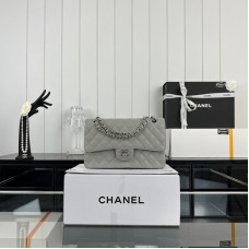 Chanel Classic Flap Medium Size 25.5cm Caviar Leather Silver Hardware Shoulder Bag Handbag Purse A1112 Chanel Classic Flap Medium Size 25.5cm Caviar Leather Silver Hardware Shoulder Bag Handbag Purse A1112