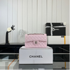Chanel Classic Flap New Medium Size 23cm Lambskin Silver Hardware Shoulder Bag Handbag Purse A1117