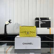 Chanel Classic Flap New Medium Size 23cm Lambskin Silver Hardware Shoulder Bag Handbag Purse A1117