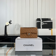 Chanel Classic Flap New Medium Size 23cm Lambskin Silver Hardware Shoulder Bag Handbag Purse A1117