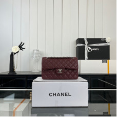 Chanel Classic Flap New Medium Size 23cm Lambskin Silver Hardware Shoulder Bag Handbag Purse A1117