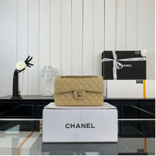 Chanel Classic Flap New Medium Size 23cm Lambskin Silver Hardware Shoulder Bag Handbag Purse A1117