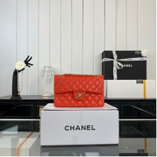 Chanel Classic Flap New Medium Size 23cm Lambskin Gold Hardware Shoulder Bag Handbag Purse A1117