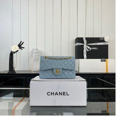 Chanel Classic Flap New Medium Size 23cm Lambskin Gold Hardware Shoulder Bag Handbag Purse A1117
