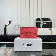 Chanel Classic Flap New Medium Size 23cm Lambskin Gold Hardware Shoulder Bag Handbag Purse A1117