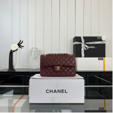 Chanel Classic Flap New Medium Size 23cm Lambskin Gold Hardware Shoulder Bag Handbag Purse A1117