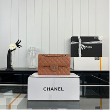 Chanel Classic Flap New Medium Size 23cm Caviar Leather Silver Hardware Shoulder Bag Handbag Purse A1117