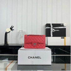 Chanel Classic Flap New Medium Size 23cm Caviar Leather Silver Hardware Shoulder Bag Handbag Purse A1117