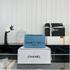 Chanel Classic Flap New Medium Size 23cm Caviar Leather Silver Hardware Shoulder Bag Handbag Purse A1117