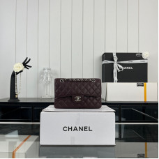Chanel Classic Flap New Medium Size 23cm Caviar Leather Silver Hardware Shoulder Bag Handbag Purse A1117