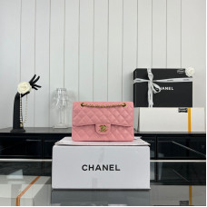 Chanel Classic Flap New Medium Size 23cm Caviar Leather Gold Hardware Shoulder Bag Handbag Purse A1117