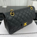 Chanel Classic Flap New Medium Size 23cm Caviar Leather Gold Hardware Shoulder Bag Handbag Purse A1117