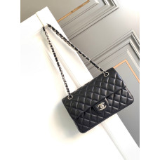 Chanel Classic Flap New Medium Size 23cm Lambskin Silver Hardware Shoulder Bag Handbag Purse A1117