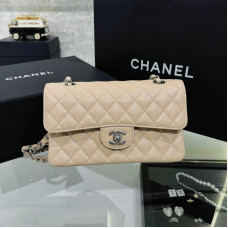 Chanel Classic Flap New Medium Size 23cm Caviar Leather Silver Hardware Shoulder Bag Handbag Purse A1117