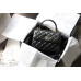 Chanel Trendy Flap Top Handle Bag 25cm Lambskin Black Silver Hardware Shoulder Bag A92236