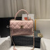 Chanel Trendy Flap Top Handle Bag 25cm Lambskin Light Pink light Gold Hardware Shoulder Bag A92236