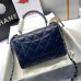 Chanel Trendy Flap Top Handle Bag 25cm Lambskin Blue Silver Hardware Shoulder Bag A92236 Chanel Trendy Flap Top Handle Bag 25cm Lambskin Blue Silver Hardware Shoulder Bag A92236