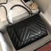 Chanel Trendy Flap Top Handle Bag 25cm Lambskin Black Silver Hardware Shoulder Bag A92236 Chanel Trendy Flap Top Handle Bag 25cm Lambskin Black Silver Hardware Shoulder Bag A92236