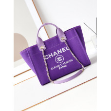 Chanel Deauville Canvas Tote Medium size Shoulder Bag Handbag AS3257