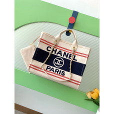 Chanel Deauville Canvas Tote Large size Shoulder Bag Handbag A66941