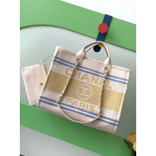 Chanel Deauville Canvas Tote Large size Shoulder Bag Handbag A66941