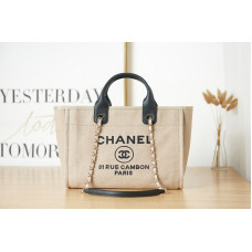 Chanel Deauville Canvas Tote Medium size Shoulder Bag Handbag AS3257