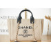 Chanel Deauville Canvas Tote Medium size Shoulder Bag Handbag AS3257