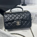 Chanel small Classic Flap with Handle Lambskin Black Gold Hardware Top Handle Shoulder Bag AS2431 Chanel small Classic Flap with Handle Lambskin Black Gold Hardware Top Handle Shoulder Bag AS2431
