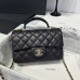 Chanel small Classic Flap with Handle Lambskin Black Gold Hardware Top Handle Shoulder Bag AS2431 Chanel small Classic Flap with Handle Lambskin Black Gold Hardware Top Handle Shoulder Bag AS2431