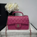Chanel small Classic Flap with Handle Lambskin Hot Pink Gold Hardware Top Handle Shoulder Bag AS2431 Chanel small Classic Flap with Handle Lambskin Hot Pink Gold Hardware Top Handle Shoulder Bag AS2431