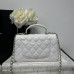 Chanel small Classic Flap with Handle Lambskin White Gold Hardware Top Handle Shoulder Bag AS2431 Chanel small Classic Flap with Handle Lambskin White Gold Hardware Top Handle Shoulder Bag AS2431