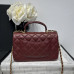 Chanel small Classic Flap with Handle Lambskin Dark Red Gold Hardware Top Handle Shoulder Bag AS2431 Chanel small Classic Flap with Handle Lambskin Dark Red Gold Hardware Top Handle Shoulder Bag AS2431