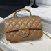 Chanel small Classic Flap with Handle Lambskin Camel Gold Hardware Top Handle Shoulder Bag AS2431 Chanel small Classic Flap with Handle Lambskin Camel Gold Hardware Top Handle Shoulder Bag AS2431