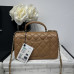 Chanel small Classic Flap with Handle Lambskin Camel Gold Hardware Top Handle Shoulder Bag AS2431 Chanel small Classic Flap with Handle Lambskin Camel Gold Hardware Top Handle Shoulder Bag AS2431