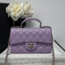 Chanel small Classic Flap with Handle Lambskin Purple Gold Hardware Top Handle Shoulder Bag AS2431 Chanel small Classic Flap with Handle Lambskin Purple Gold Hardware Top Handle Shoulder Bag AS2431