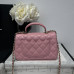 Chanel small Classic Flap with Handle Lambskin Pink Gold Hardware Top Handle Shoulder Bag AS2431 Chanel small Classic Flap with Handle Lambskin Pink Gold Hardware Top Handle Shoulder Bag AS2431