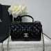 Chanel small Classic Flap with Handle Patent Leather Black Gold Hardware Top Handle Shoulder Bag AS2431
