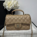 Chanel small Classic Flap with Handle Lambskin Camel Gold Hardware Top Handle Shoulder Bag AS2431 Chanel small Classic Flap with Handle Lambskin Camel Gold Hardware Top Handle Shoulder Bag AS2431