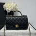 Chanel small Classic Flap with Handle Lambskin Black Gold Hardware Top Handle Shoulder Bag AS2431 Chanel small Classic Flap with Handle Lambskin Black Gold Hardware Top Handle Shoulder Bag AS2431