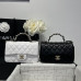 Chanel small Classic Flap with Handle Lambskin Black Gold Hardware Top Handle Shoulder Bag AS2431