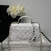 Chanel small Classic Flap with Handle Lambskin White Gold Hardware Top Handle Shoulder Bag AS2431 Chanel small Classic Flap with Handle Lambskin White Gold Hardware Top Handle Shoulder Bag AS2431