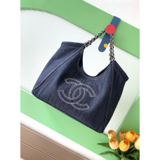 Chanel Vintage Denim Tote Shoulder Bag Handbag AS2138