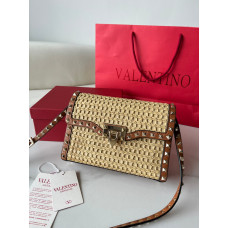 Valentino Rockstud Oxalis Woven Shoulder Bag Crossbody Bag 0181 Valentino Rockstud Oxalis Woven Shoulder Bag Crossbody Bag 0181