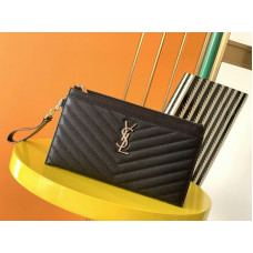 Yves Saint Lauren YSL Monogram Zipper 423297 Clutch Purse Handbag MMYSJ46