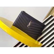 Yves Saint Lauren YSL Monogram Zipper 636312 Clutch Purse Handbag MMYSJ50