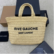 Yves Saint Lauren YSL Rive Gauche Woven Tote Shoulder Bag Handbag 688864