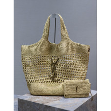 Yves Saint Lauren YSL Icare Woven Tote Shoulder Bag Handbag 698651